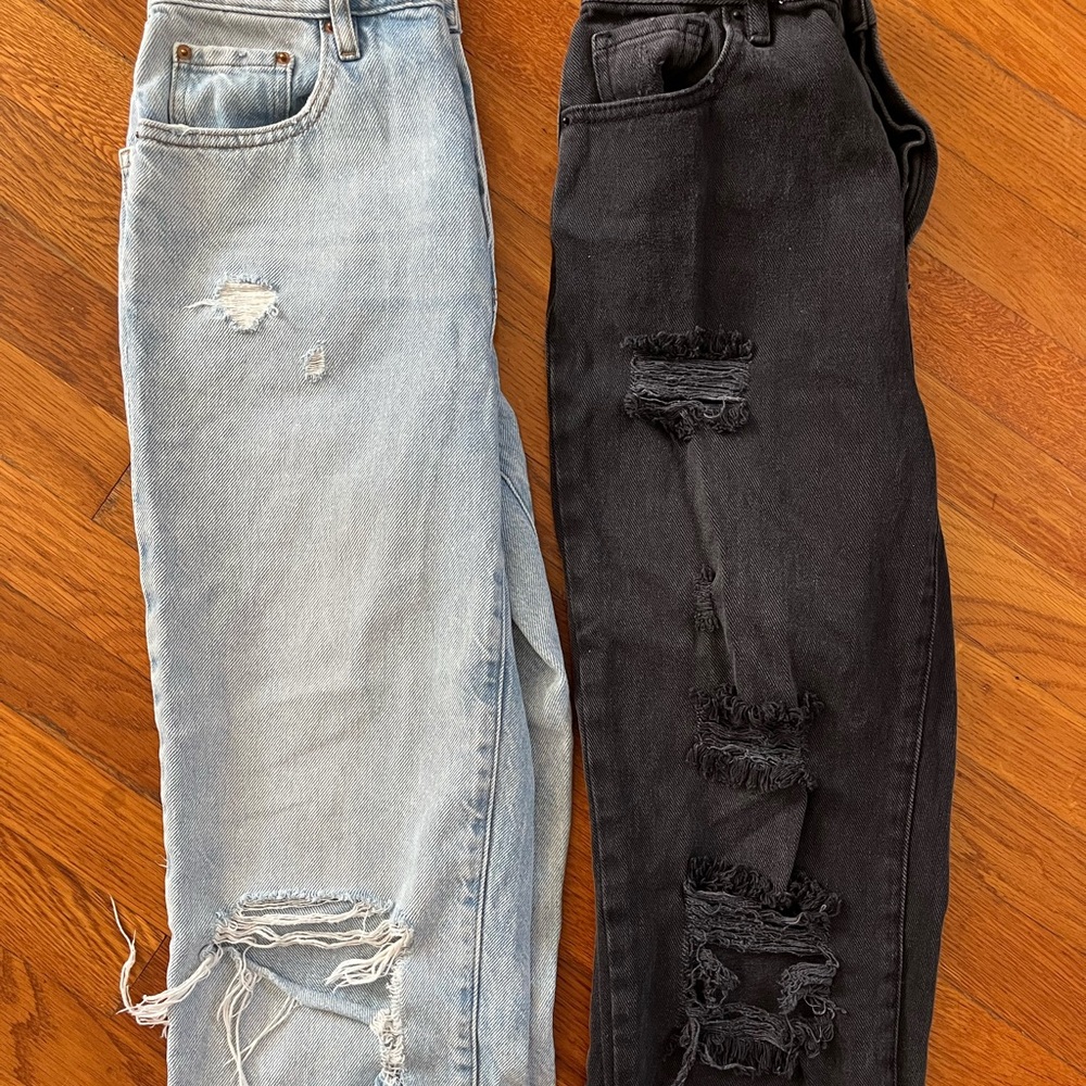 2 pairs of Pac Sun distressed jeans sz 24. “Dad Jeans” and “High Rise Straight”